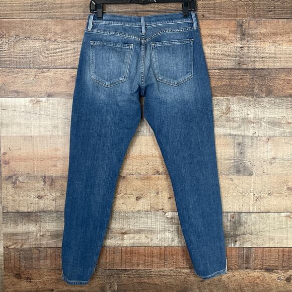 FRAME Le Garcon Melbourne Jeans Step Hem Zippered Ankle Blue Size 26 - Picture 6 of 10